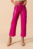 The Priscilla Pants: Pink Leather Wide Leg Cropped Pants - MomQueenBoutique