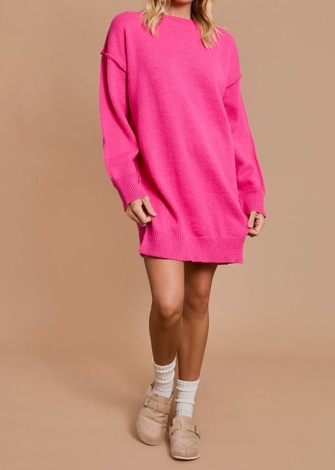 The Sally Sweater Dress: Oversized Tunic Sweater Dress - MomQueenBoutique