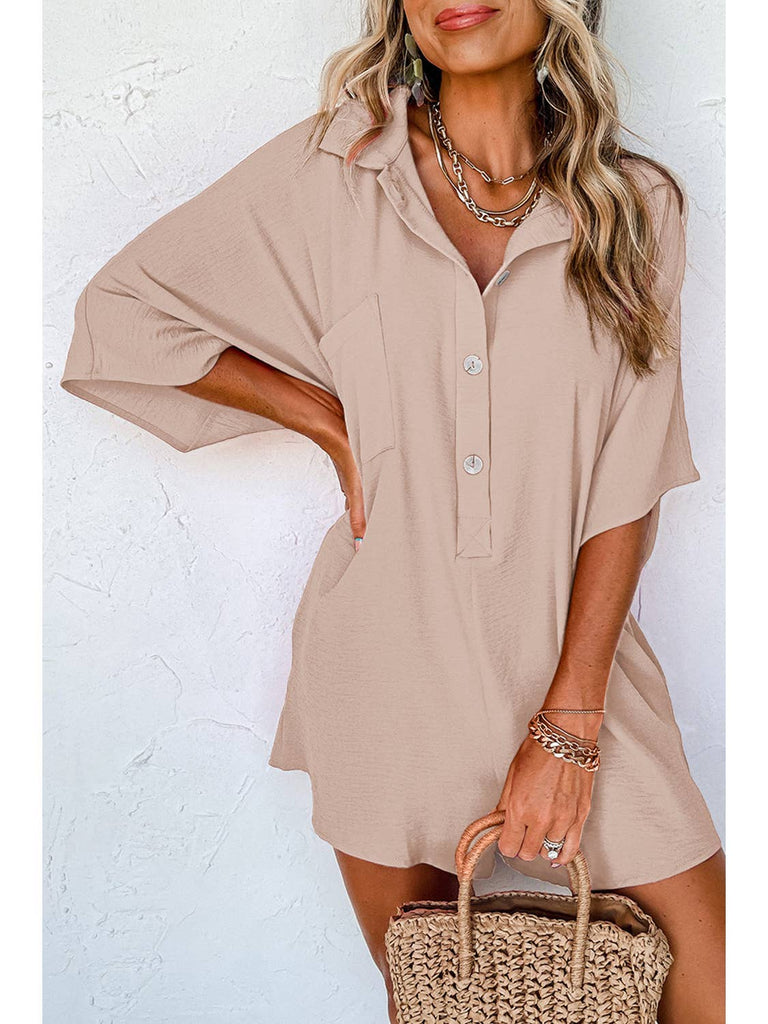 The Savannah Shirt Romper: Button Collared Loose Romper - MomQueenBoutique