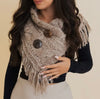 The Shay Shawl: Fringe Shoulder Warmer Scarf With Buttons - MomQueenBoutique