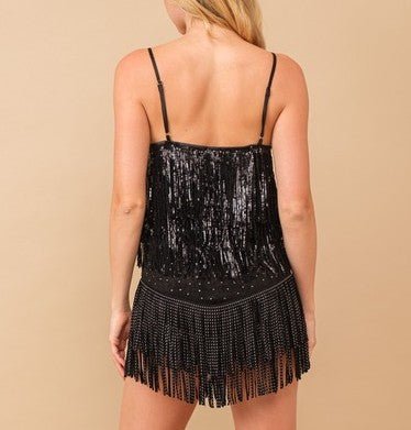 The Sher Top: Sequin Fringe Tank Top - MomQueenBoutique