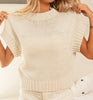 The Sissy Sweater: Cream Ribbed Sleeveless Sweater - MomQueenBoutique