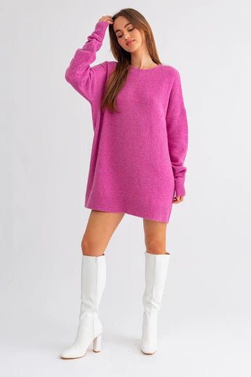 The Sophie Dress: Pink Sweater Dress - MomQueenBoutique