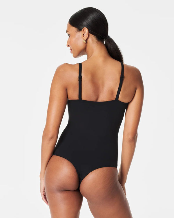 The Spanx Suit Yourself Bodysuit: Ribbed V Neck Bodysuit - MomQueenBoutique