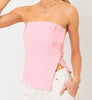 The Tesa Top: Strapless Pink Denim Tube Top - MomQueenBoutique