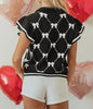 The Tisha Sweater Vest: Bow Print Zip Up Sweater Vest - MomQueenBoutique