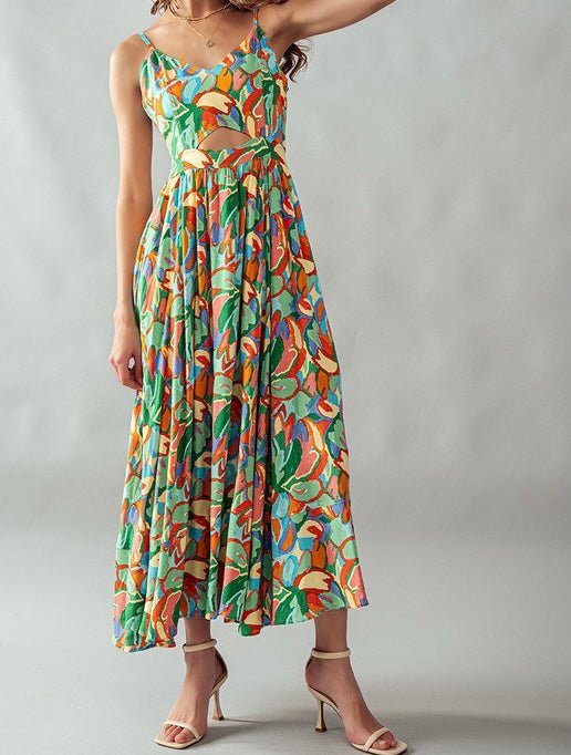 The Trinity Dress: FLoral Print Cut Out Midi Dress - MomQueenBoutique