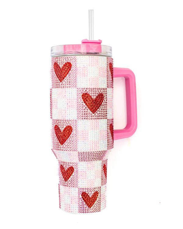 The Valentines Sparkles Tumbler: PinkRed Sequin Sequins Heart Tumbler - MomQueenBoutique