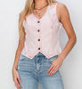 The Vera Vest: Pink Denim Sleeveless Vest - MomQueenBoutique