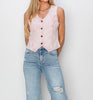 The Vera Vest: Pink Denim Sleeveless Vest - MomQueenBoutique