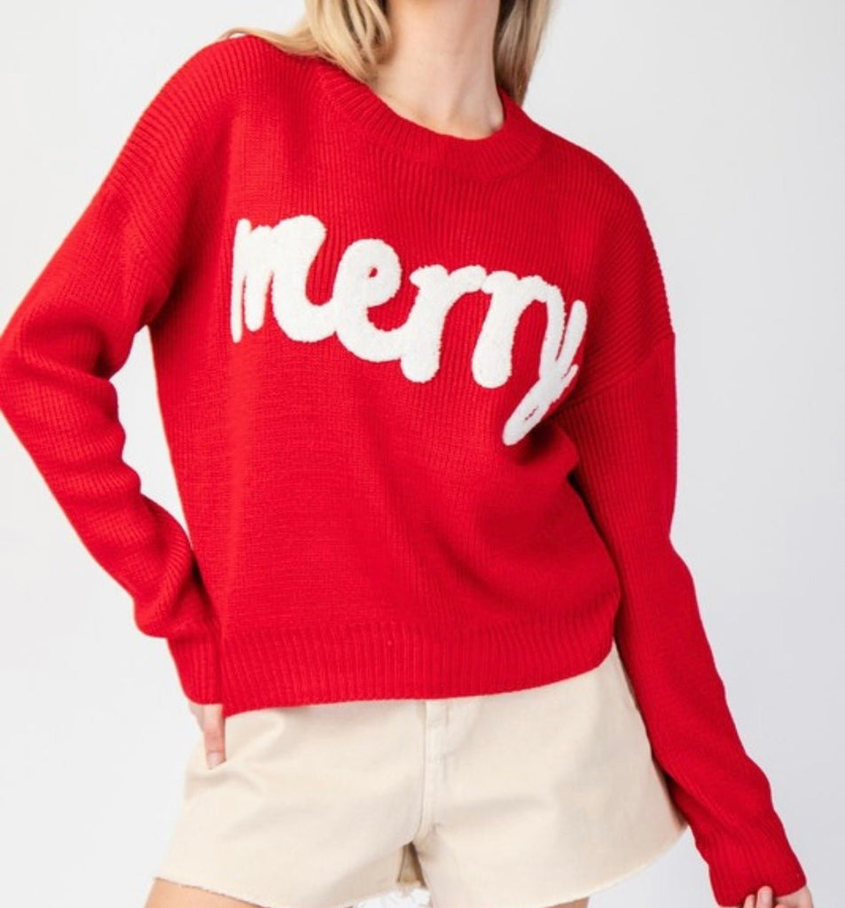 The Very Merry Christmas Sweater: Red Merry Christmas Sweater - MomQueenBoutique