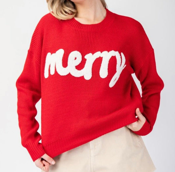 The Very Merry Christmas Sweater: Red Merry Christmas Sweater - MomQueenBoutique