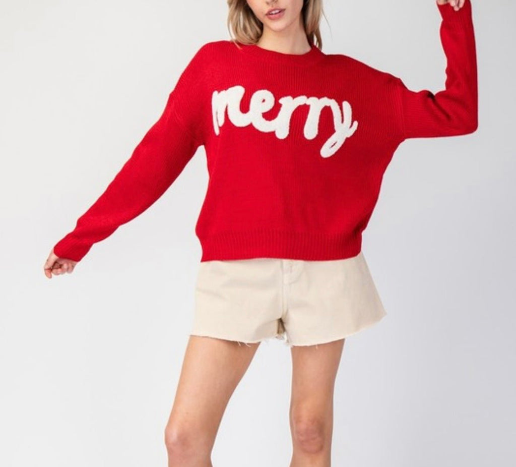 The Very Merry Christmas Sweater: Red Merry Christmas Sweater - MomQueenBoutique