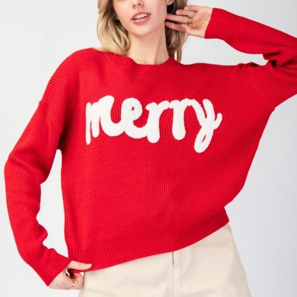 The Very Merry Christmas Sweater: Red Merry Christmas Sweater - MomQueenBoutique