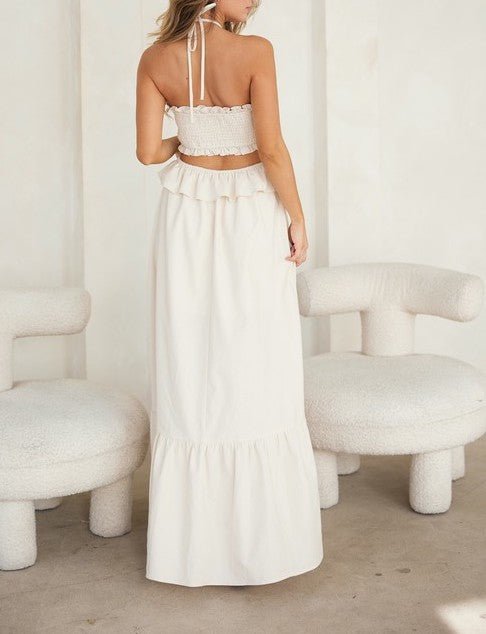 The Willow Dress: Cut Out White Maxi Dress - MomQueenBoutique