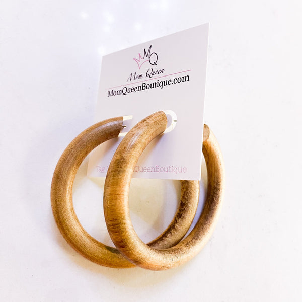 #WoodenHoop Earrings - MomQueenBoutique