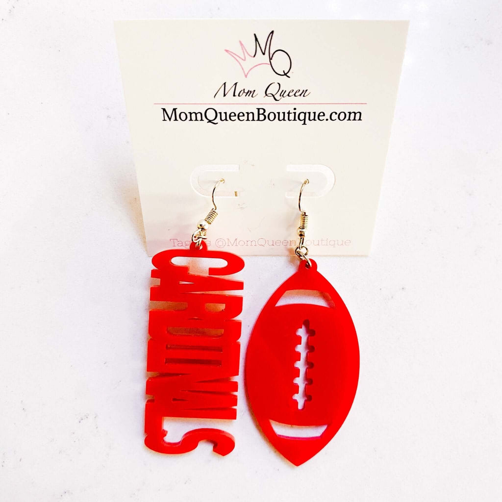 #CardinalFootball EARRINGS - MomQueenBoutique