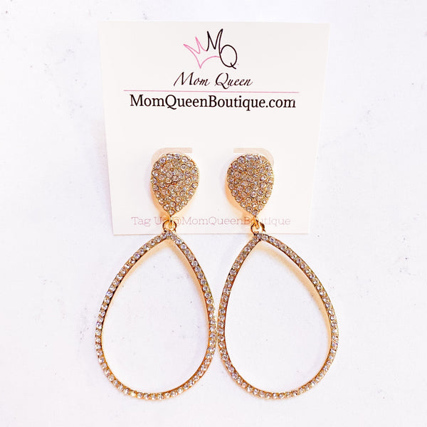 Crystal Oval Earrings - MomQueenBoutique