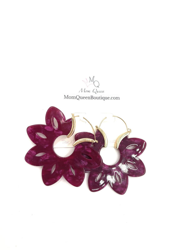 EARRING: #PurpleFlower - MomQueenBoutique