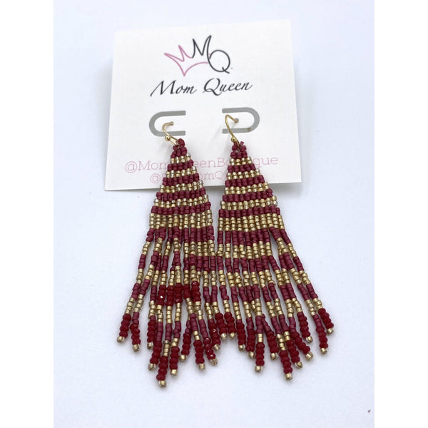 EARRING: RED AND GOLD DANGLE - MomQueenBoutique