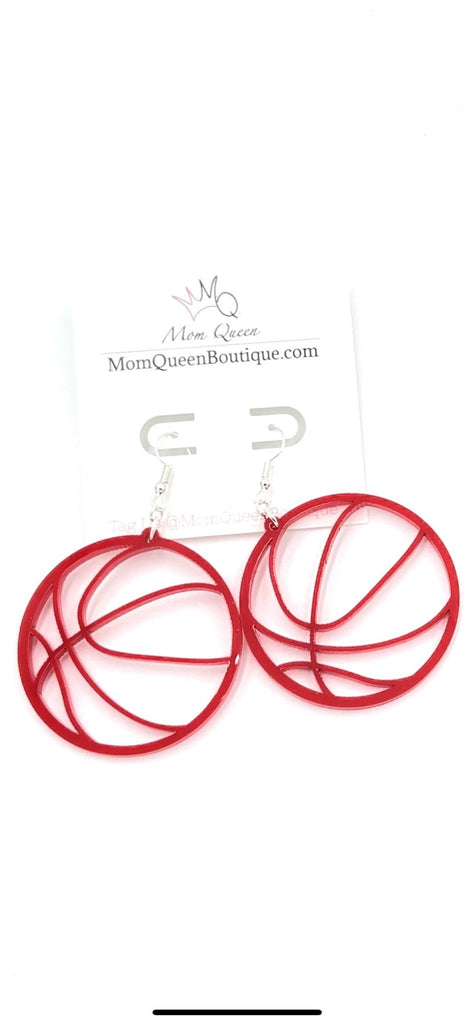 EARRING: Red Basketball - MomQueenBoutique