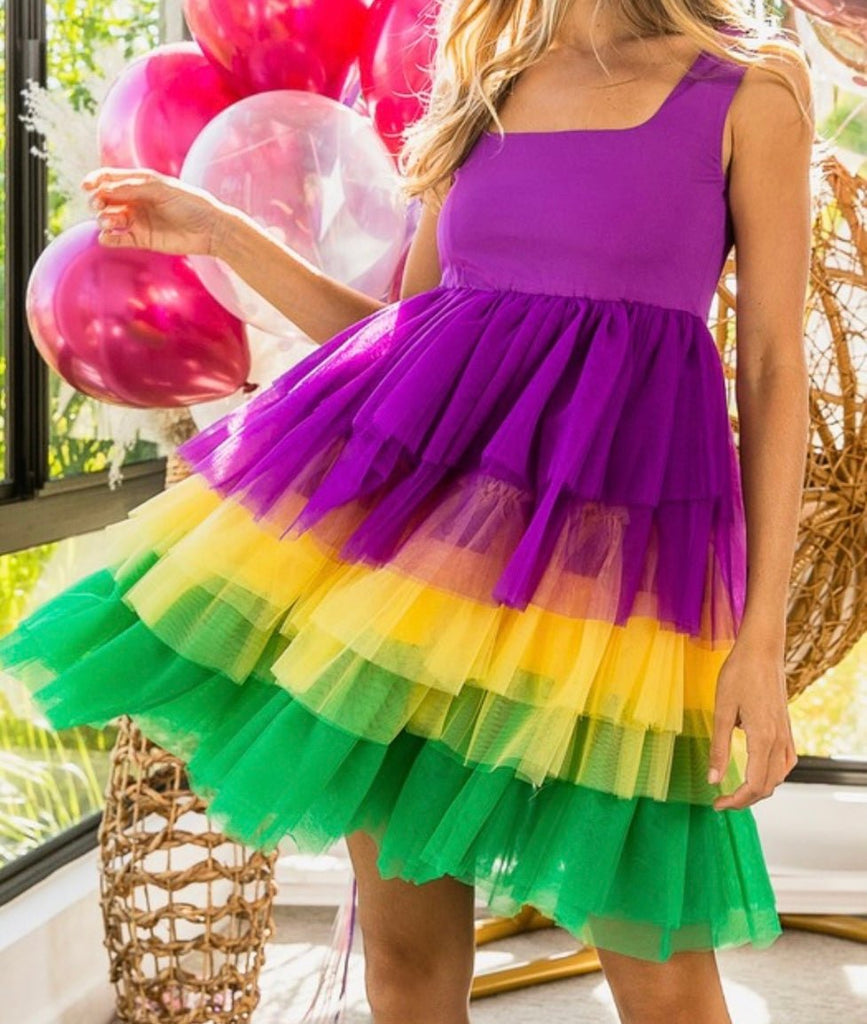 Mardi Me Baby : Mardi Gras Baby Doll Tiered Ruffle Dress - MomQueenBoutique