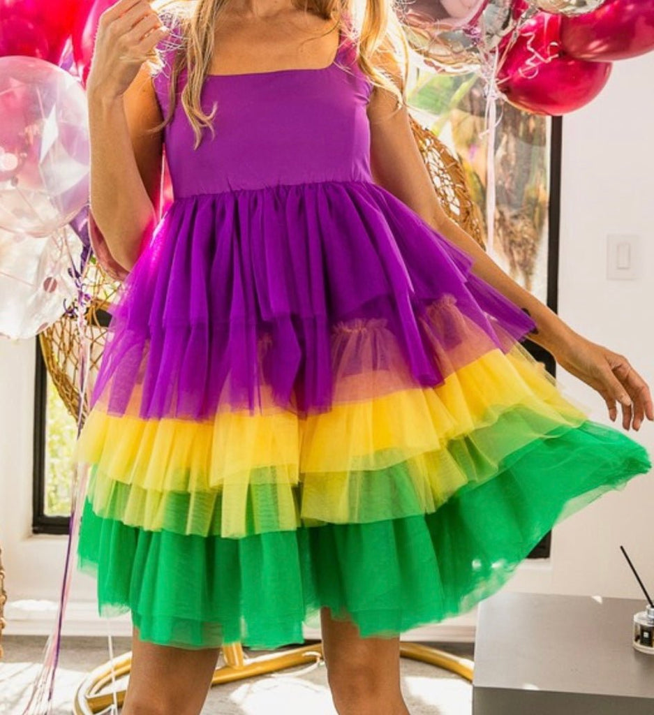 Mardi Me Baby : Mardi Gras Baby Doll Tiered Ruffle Dress - MomQueenBoutique