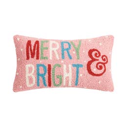 Merry & Bright Pillow: Pink Holiday Pillow - MomQueenBoutique