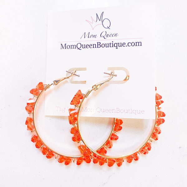 #OrangeCrystals Earrings - MomQueenBoutique