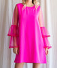 Patty Dress: Long Sleeve Mesh Ruffled Pink Dress - MomQueenBoutique