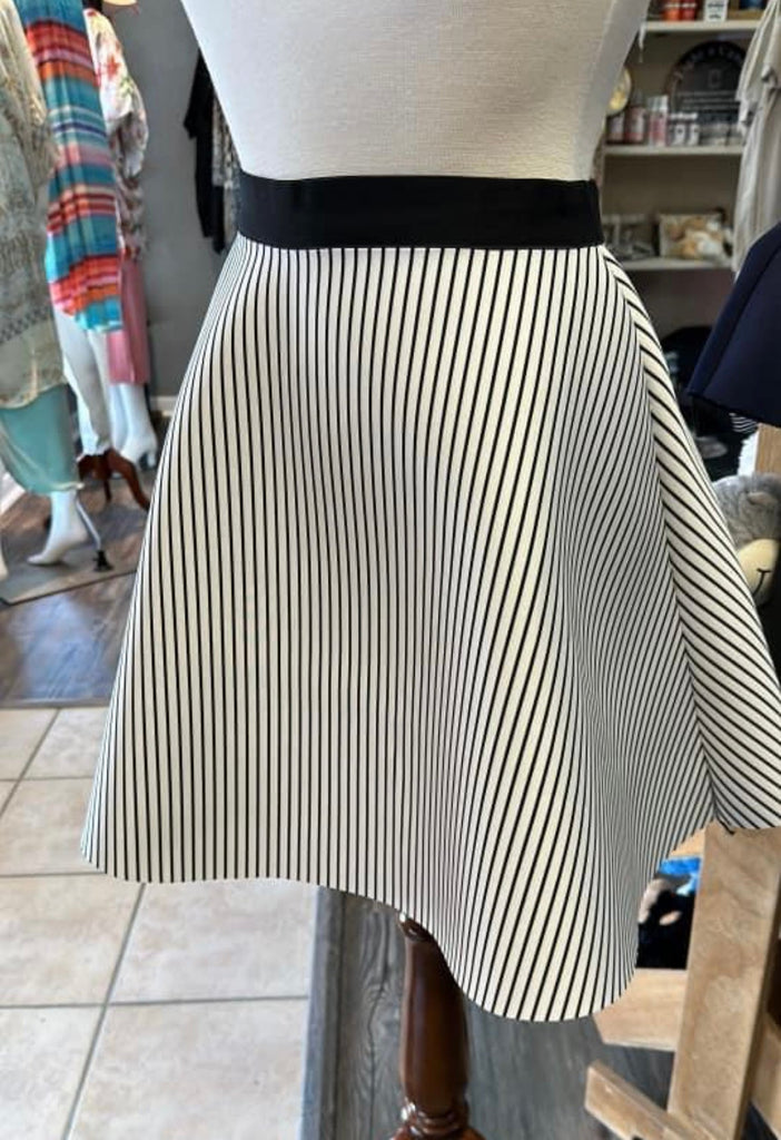 The Alex Skirt: Black & White Striped Skirt - MomQueenBoutique
