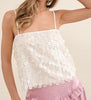 The Alex Top: Cream Sequin Embellished Top - MomQueenBoutique