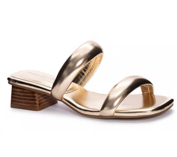 The Ali Slide: Gold Strap 2" Sandal - MomQueenBoutique