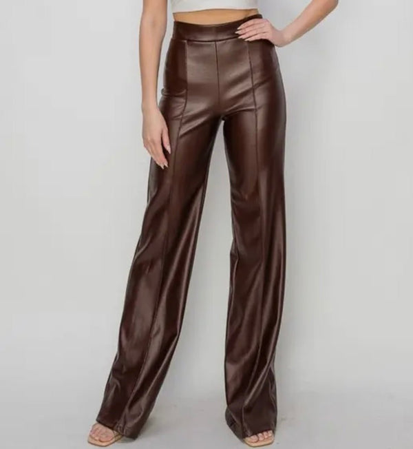 The Amelia Pants: High Waited Pleather Pants - MomQueenBoutique