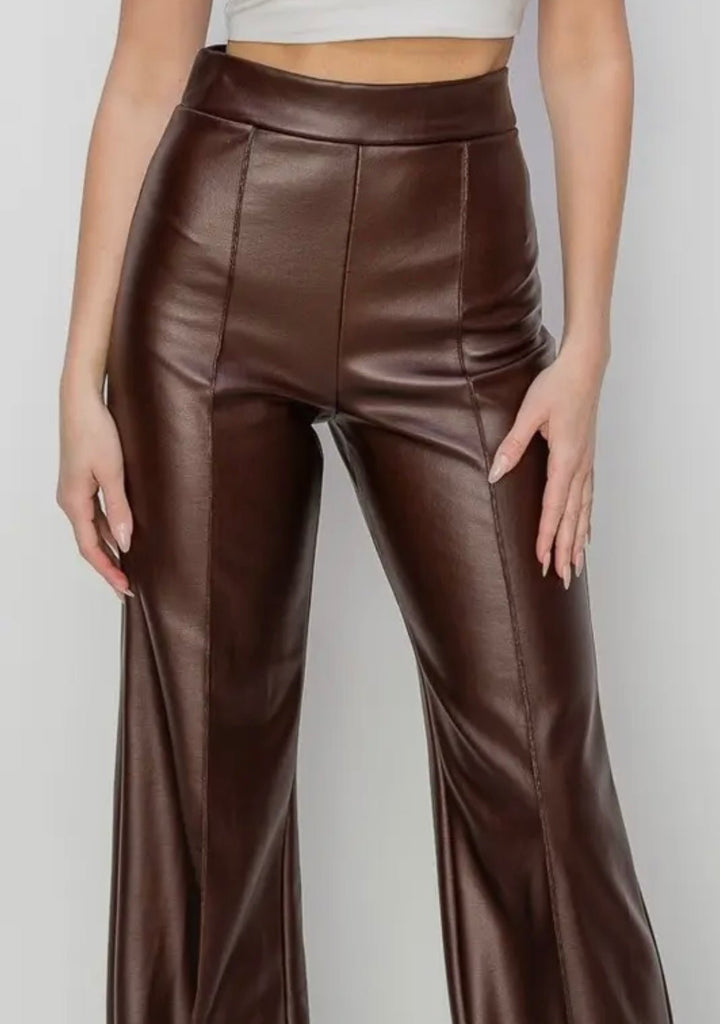 The Amelia Pants: High Waited Pleather Pants - MomQueenBoutique