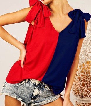 The American Sweetheart Tank: Adjustable Strap Color block Tank - MomQueenBoutique