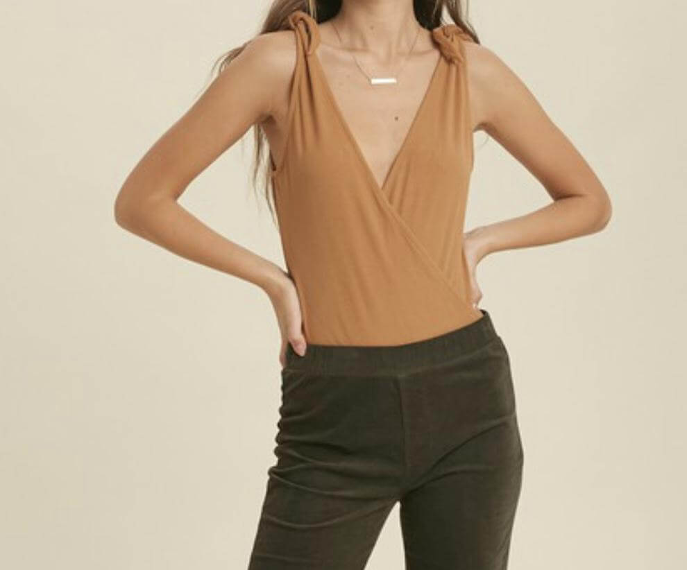 The Anna Bodysuit: Shoulder Tie Bodysuit - MomQueenBoutique