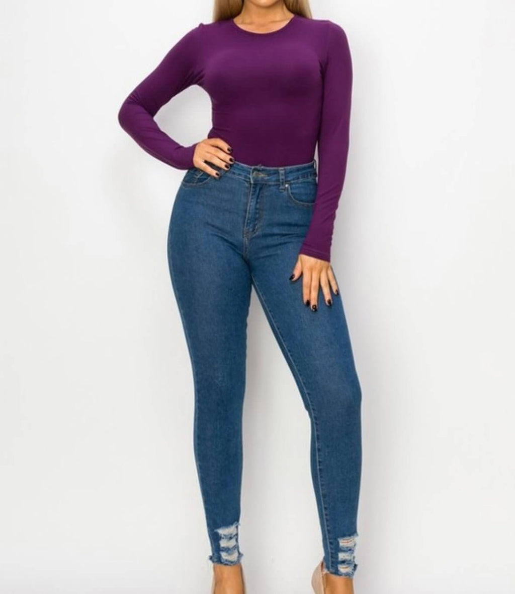 The Annalisa Bodysuit: Long Sleeve Open Back Bodysuit - MomQueenBoutique