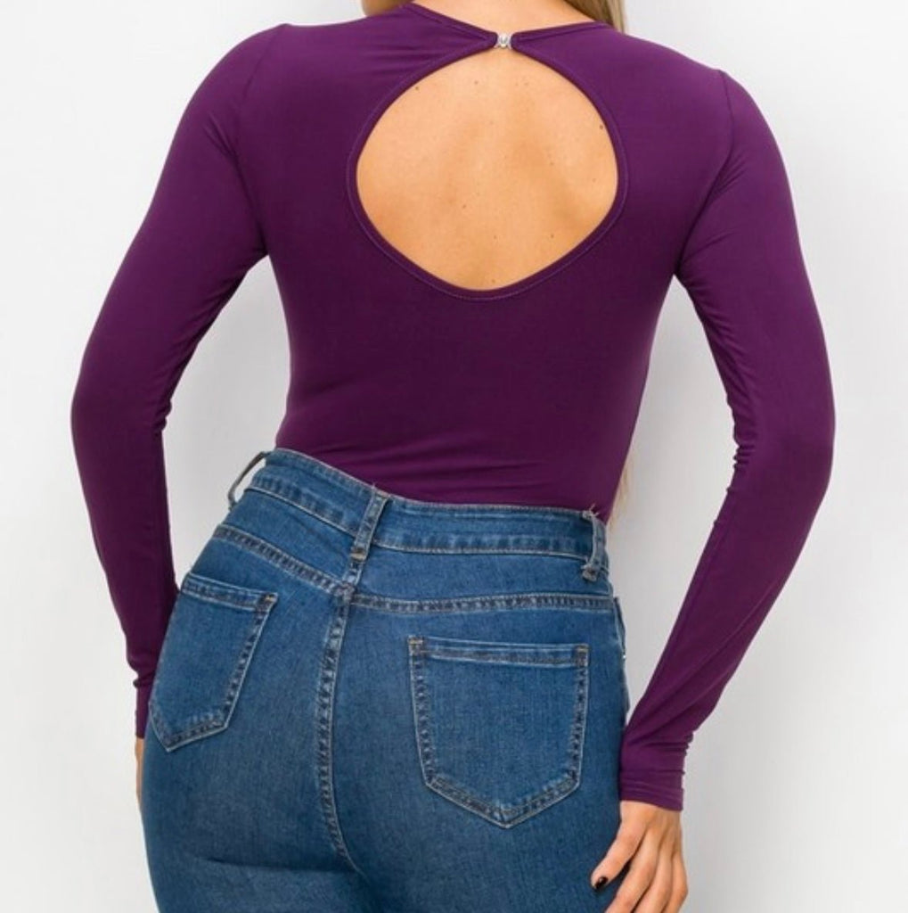 The Annalisa Bodysuit: Long Sleeve Open Back Bodysuit - MomQueenBoutique