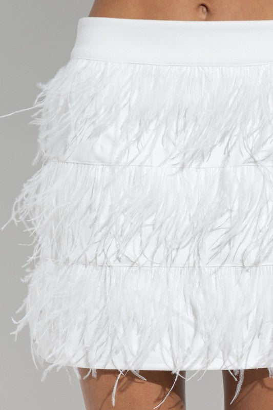 White Deluxe Feather Skirt