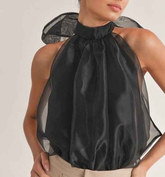 The Ashley Bodysuit: Organza Bow Tie Back Bodysuit - MomQueenBoutique