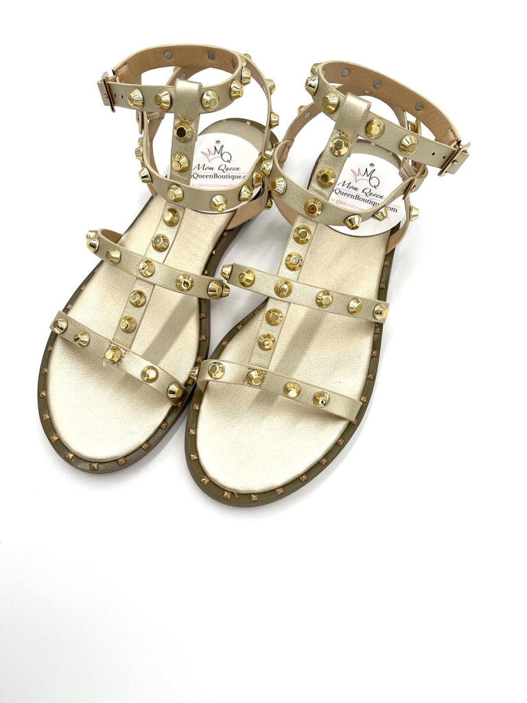 The Athena Sandals: Gold Stud Sandals - MomQueenBoutique