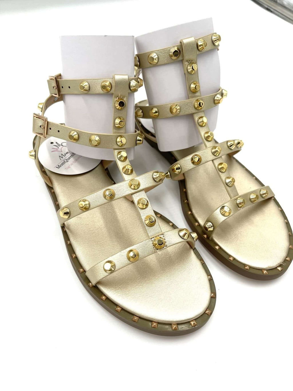 The Athena Sandals: Gold Stud Sandals - MomQueenBoutique