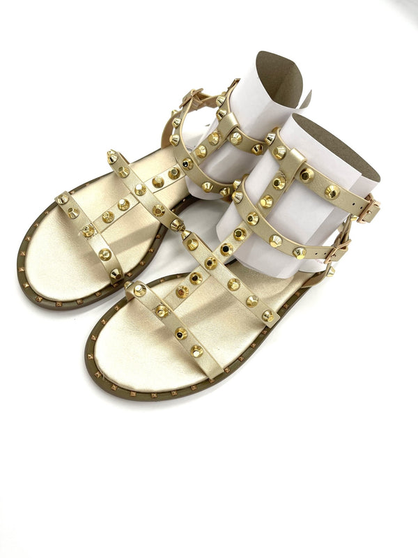 The Athena Sandals: Gold Stud Sandals - MomQueenBoutique