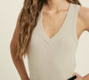 The Autumn Bodysuit: V-Neck Edge Detail Bodysuit - MomQueenBoutique