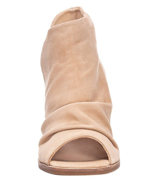 The Autumn Heels: Natural Slip On Open Toe Heel - MomQueenBoutique