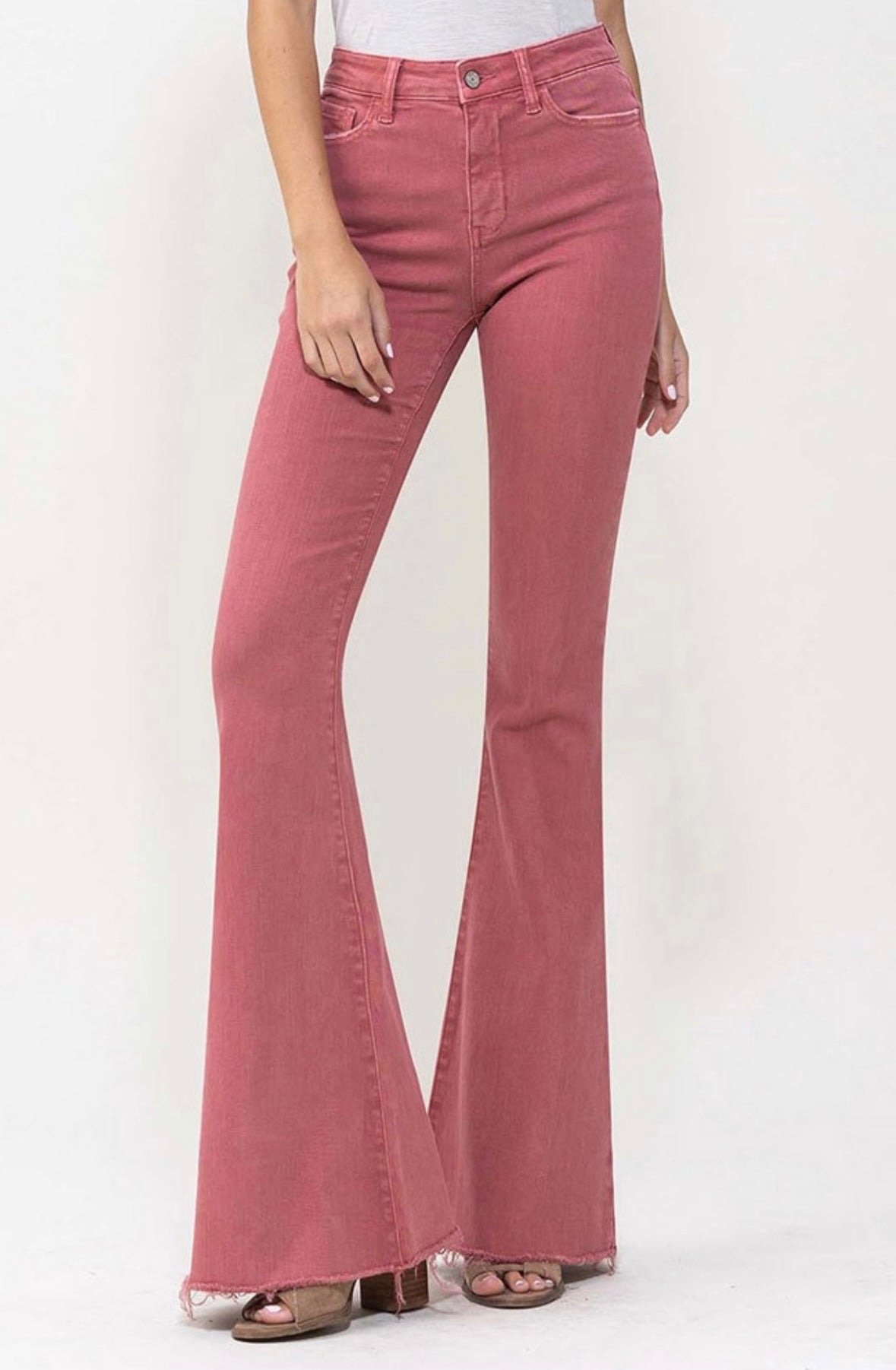 The Autumn Jeans: High Rise Burnt Red Flare Jeans