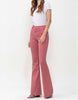 The Autumn Jeans: High Rise Burnt Red Flare Jeans - MomQueenBoutique