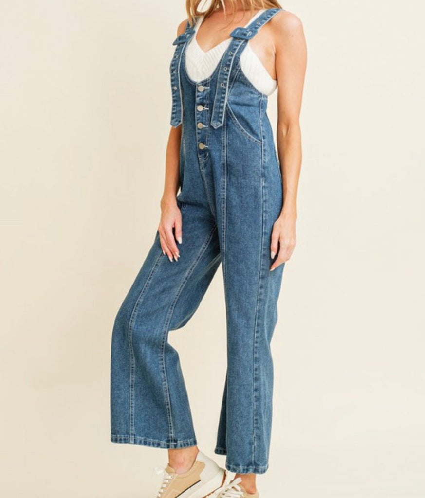 The Avery Overalls: Straight Leg Denim Overalls - MomQueenBoutique