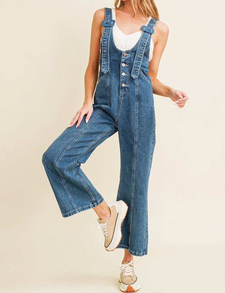 The Avery Overalls: Straight Leg Denim Overalls - MomQueenBoutique